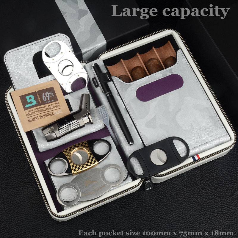 Smoker Box Wood Chip - Travel Cigar Case Leather Cigar Holder