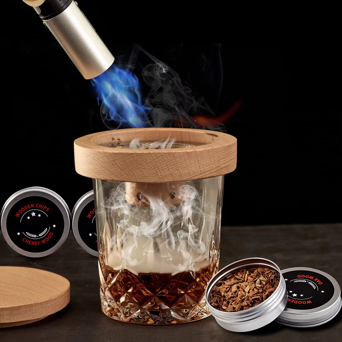 Smoker Box Wood Chip - NEW Cocktail Smoker Set Bar Wooden