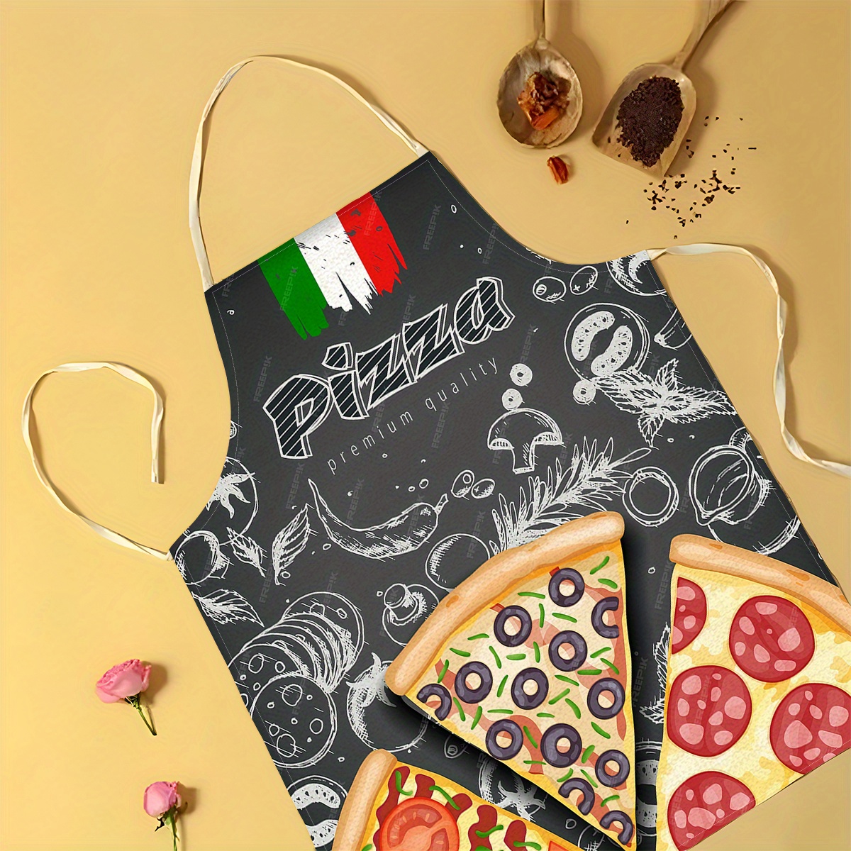 Linen Apron Pizza Italian Food - Home Cooking In Italian 评论和价格