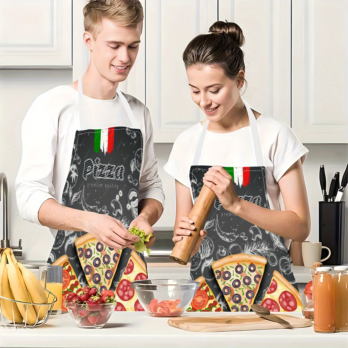Linen Apron Pizza Italian Food - Home Cooking In Italian 评论和价格