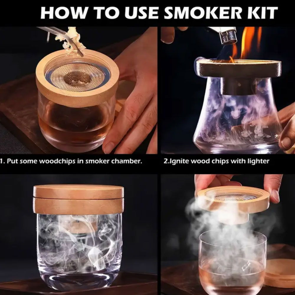 Cocktail Smoker Set Bar Wooden - Smoker Box Wood Chip 评论和价格