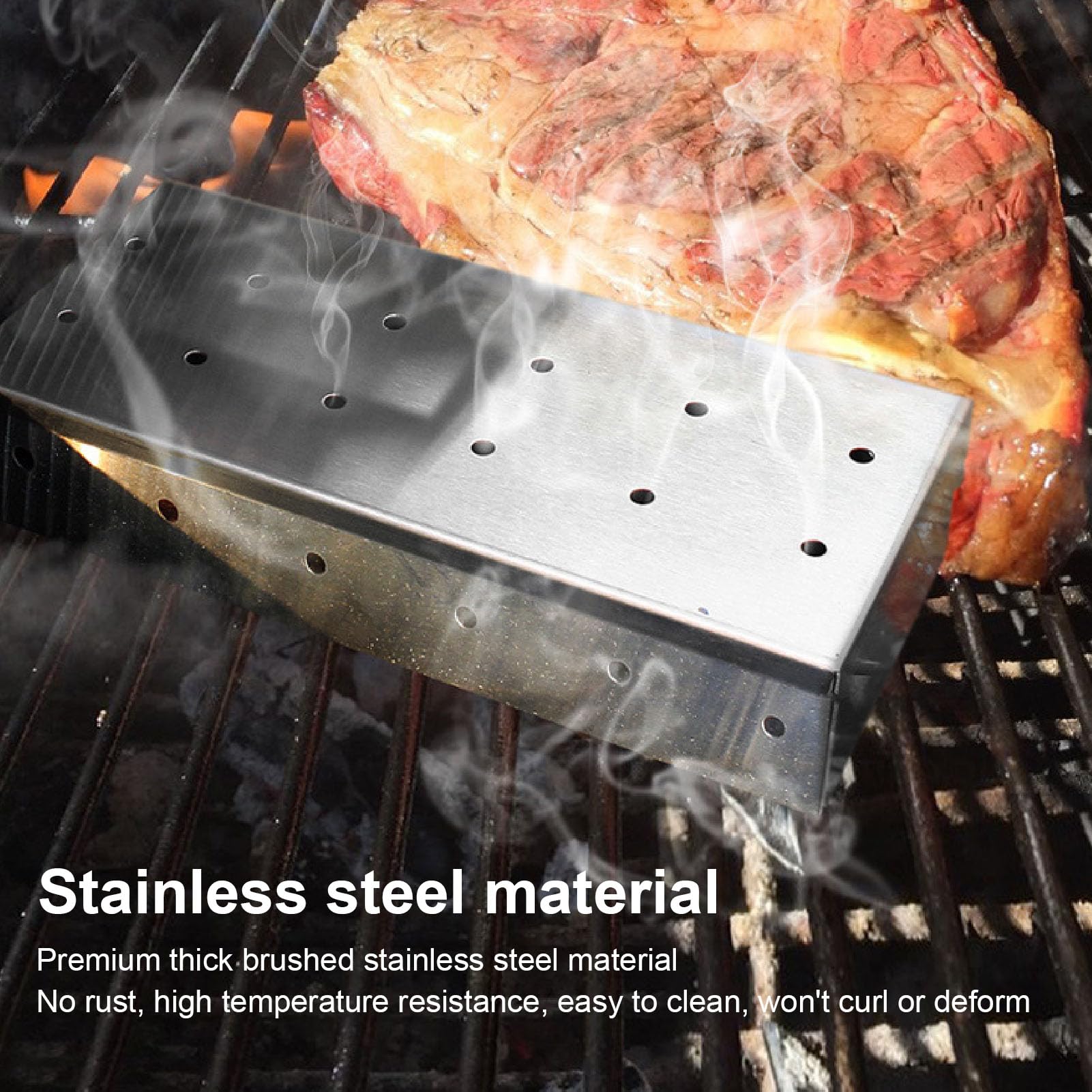 Heavy Duty Stainless Steel Smo - Smoker Box Wood Chip 评论和价格