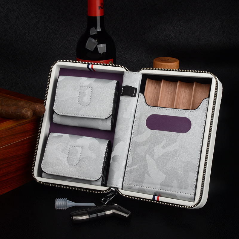 Travel Cigar Case Leather Ciga - Smoker Box Wood Chip 评论和价格