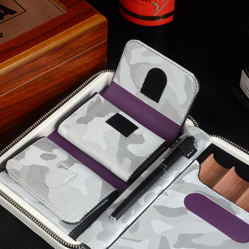 Travel Cigar Case Leather Ciga - Smoker Box Wood Chip 评论和价格
