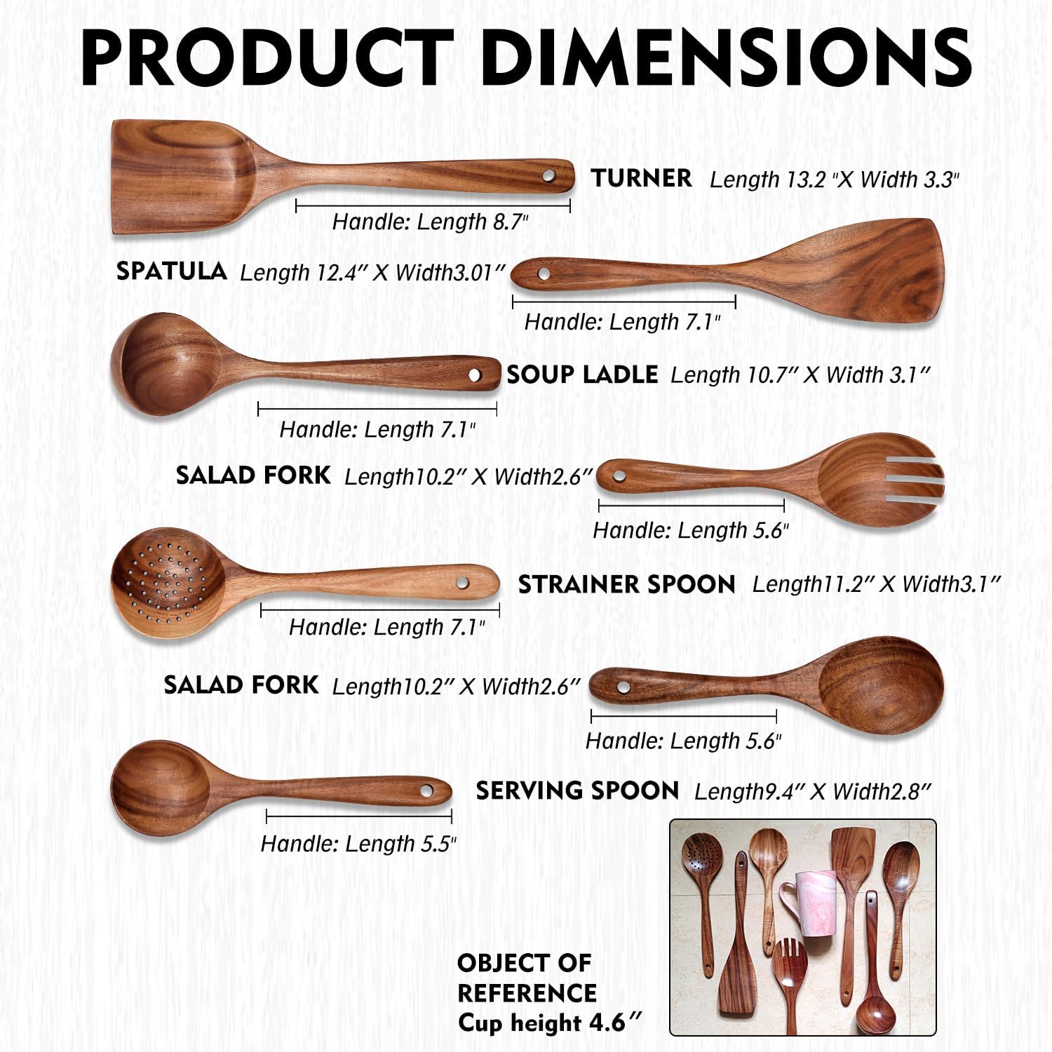 Luxury Wooden Utensil Set for  - Home Cooking Chef 评论和价格