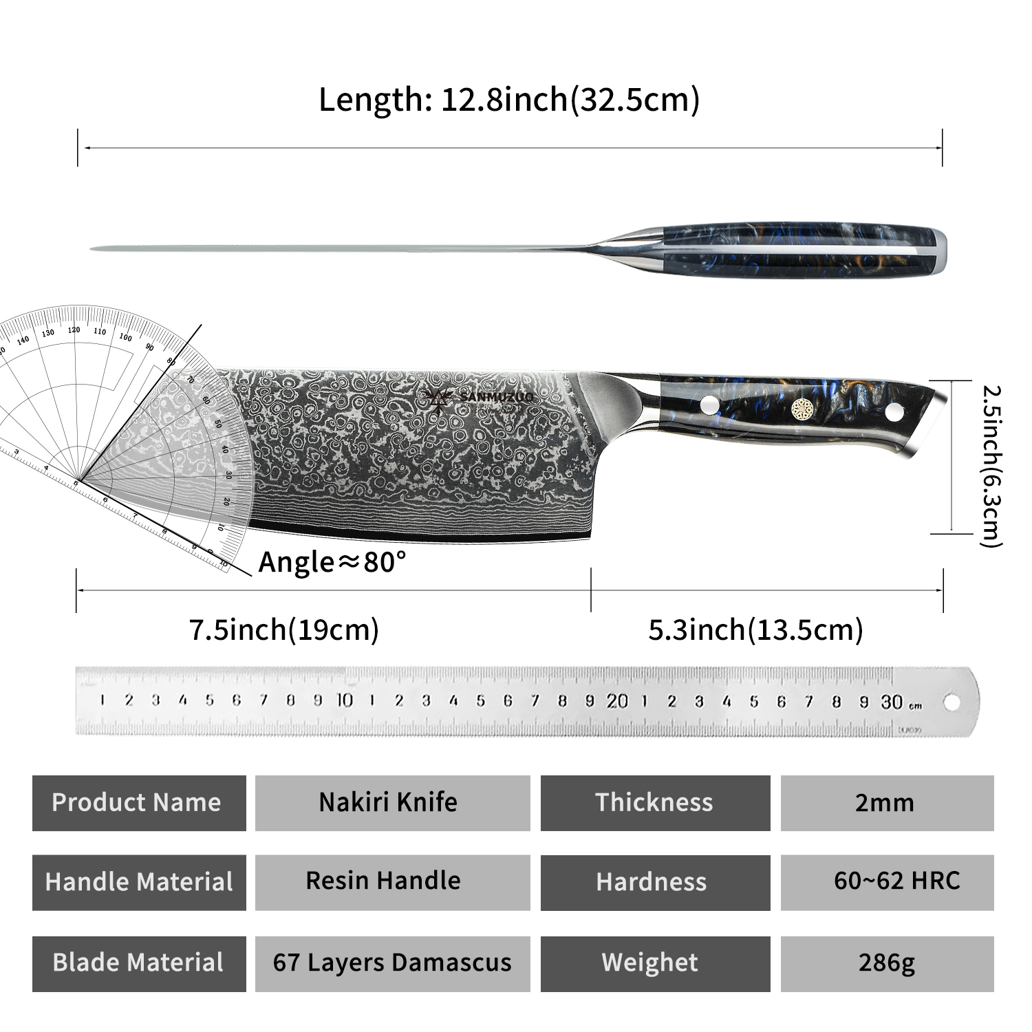 SANMUZUO 7.5 inch Nakiri Knife - Home Cooking Chef 评论和价格