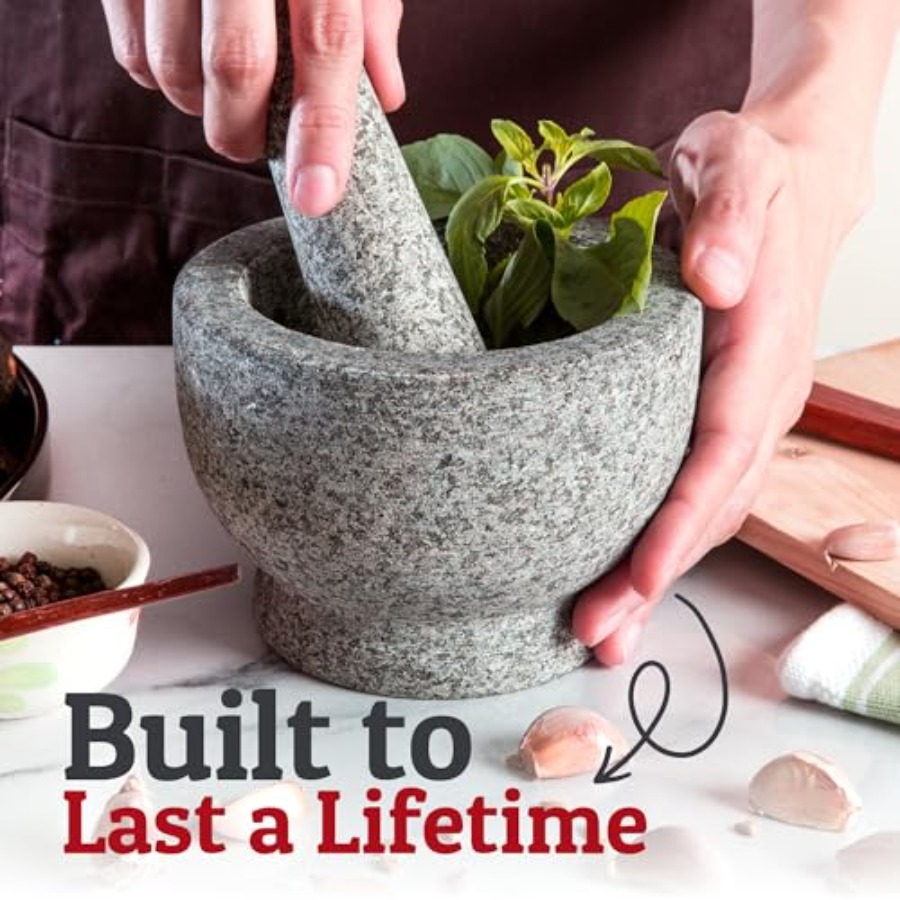 PriorityChef Large Mortar and  - Mortar Pestle Granite 评论和价格