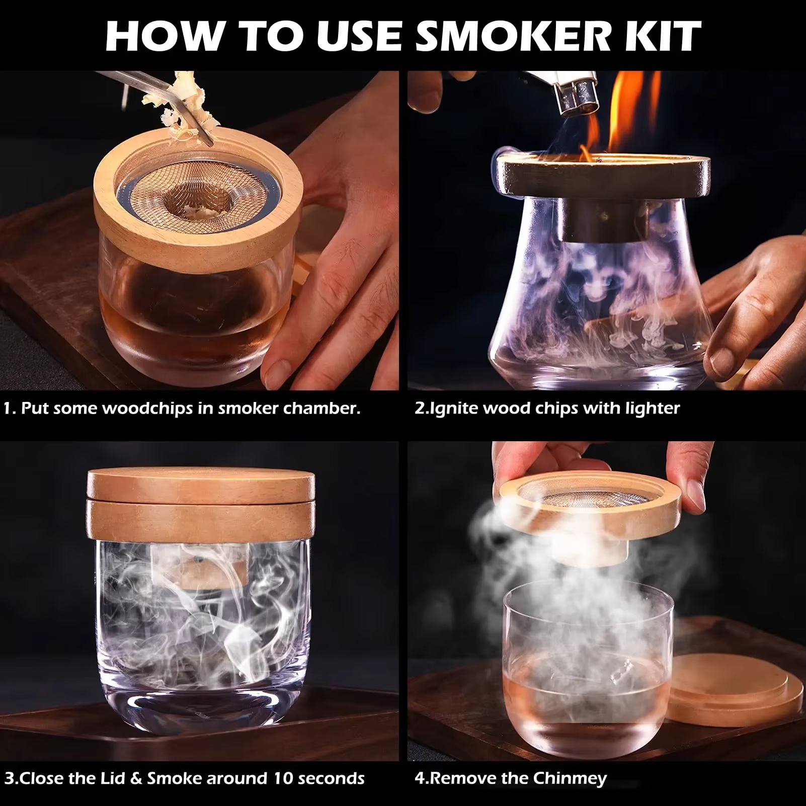NEW Cocktail Smoker Set Bar Wo - Smoker Box Wood Chip 评论和价格