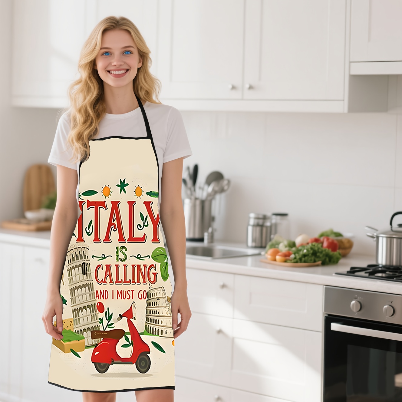 1 Piece Italian-Themed Apron,  - Home Cooking In Italian 评论和价格